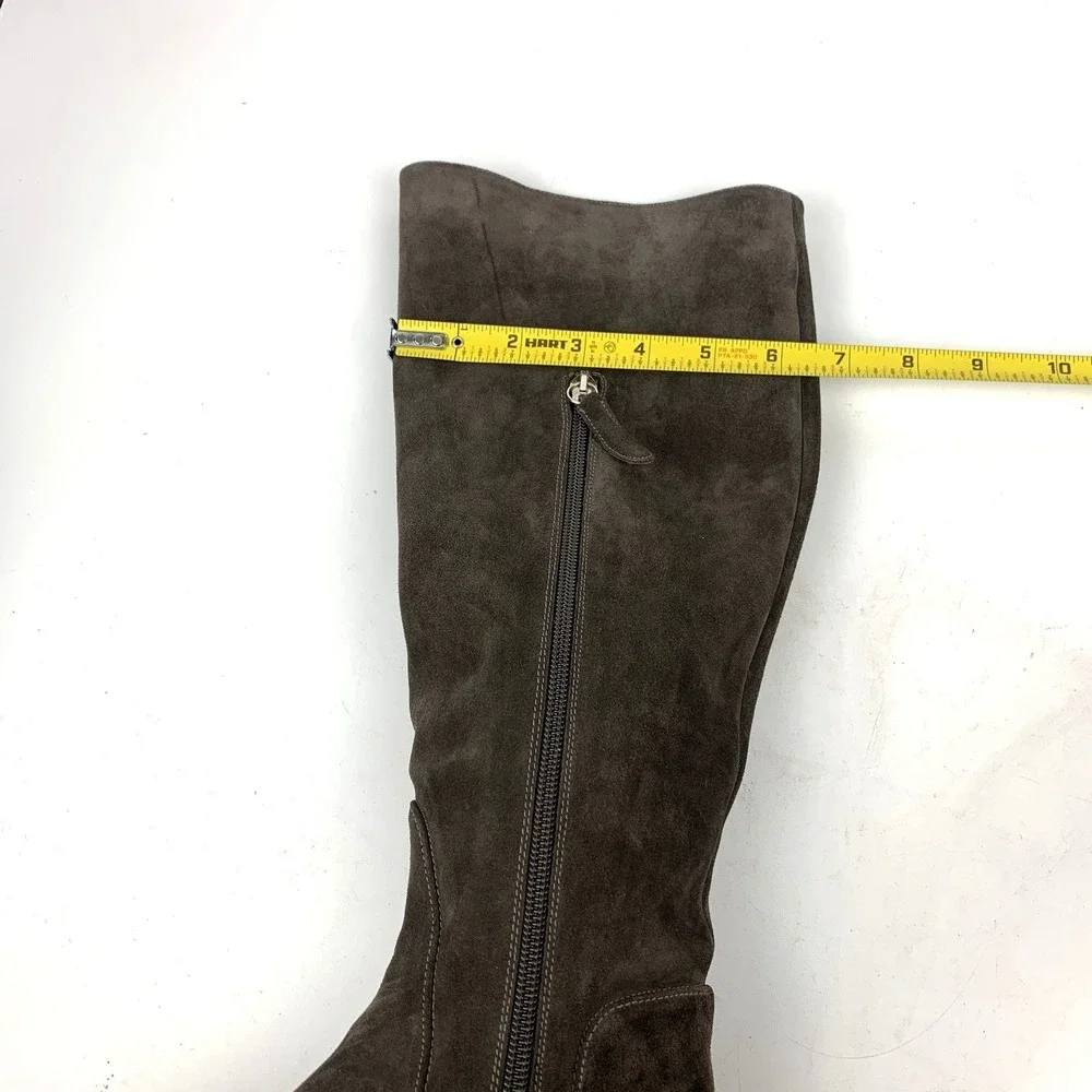 Delman Knee high Tall Riding Women's Boots Brwon Suede Made in ITALY - Size 7.5